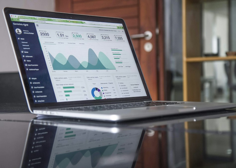 Marketing performance displayed on a laptop